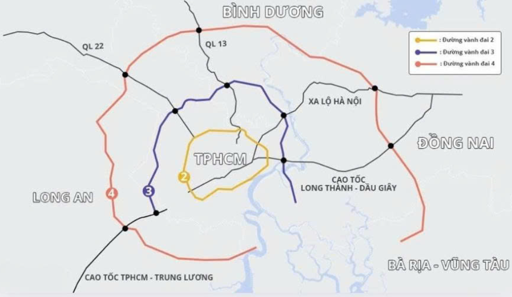Dự án Vành đai 4 TP.HCM, dài hơn 207 km và vốn đầu tư trên 120.000 tỉ đồng, đang được gấp rút triển khai